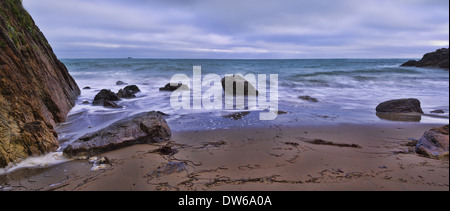 Genähte Panorama von Gorran Haven in Cornwall Stockfoto