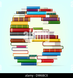 Nummer 6. Stapel von Multi farbige Bücher-Vektor-illustration Stockfoto