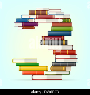 Nummer 3. Stapel von Multi farbige Bücher-Vektor-illustration Stockfoto