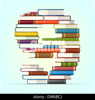 Nummer 9. Stapel von Multi farbige Bücher-Vektor-illustration Stockfoto