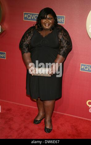 Beverly Hills, CA. 28. Februar 2014. Gabourey Sidibe im Ankunftsbereich für QVC präsentiert Red Carpet Style vor Oscars Party, vier Jahreszeiten Los Angeles im Beverly Hills, Beverly Hills, CA 28. Februar 2014. Bildnachweis: James Atoa/Everett Collection/Alamy Live-Nachrichten Stockfoto