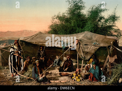 Beduinenzelte und Bewohner, das Land Kanaan, um 1900 Stockfoto