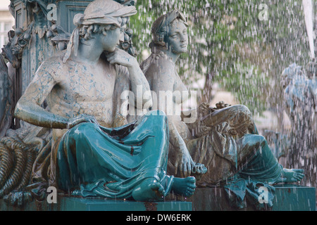 Bronze Brunnen Detail Rossio Platz Lissabon Stockfoto