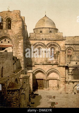 Die Vorderseite der Grabeskirche, Jerusalem, Heilige Land, um 1900 Stockfoto