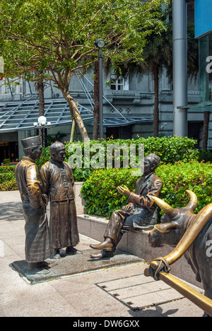 Der Fluss Kaufleute Skulptur, Maybank Turm, Singapur Stockfoto