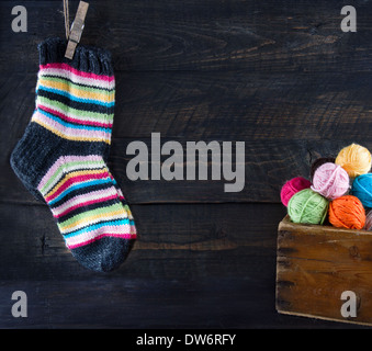 Wollsocken, hängen, Wäscheleine Stockfoto