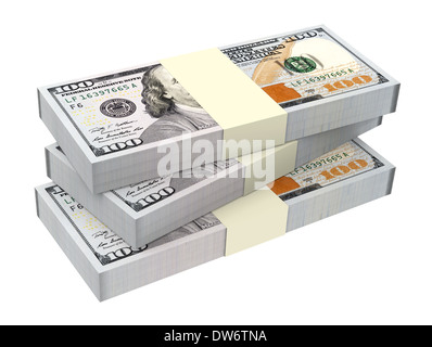 Dollar Geld isoliert auf weißem Hintergrund. Stockfoto