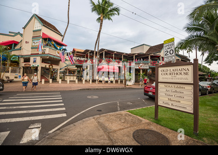 Der weltweit berühmte Stadt von Lahaina auf der hawaiianischen Insel Maui. Stockfoto