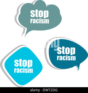 Stoppwort Rassismus auf moderne Banner Design-Vorlage. Satz von Aufklebern, Etiketten, Tags, Wolken Stockfoto
