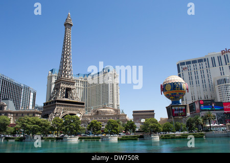 Das Paris Hotel and Casino Blick vom Bellagio hotel Stockfoto