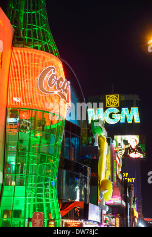 Helle Lichter der Werbung Schilder, Strip, Las Vegas, Nevada, USA Stockfoto