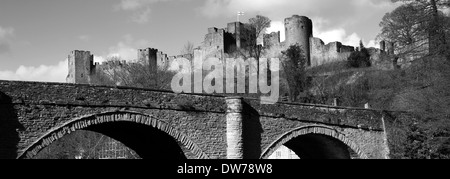 Fluß Teme, Dinham Brücke und Ludlow Castle, Ludlow Stadt, Grafschaft Shropshire, England, UK Stockfoto