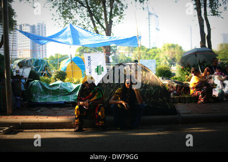 Bangkok, Thailand. 2. März 2014.  Anti-Regierungs-Demonstranten am Sitz der Anti-Regierungs-Demonstranten im Lumpini-Park in Bangkok, Thailand.  Bildnachweis: ZUMA Press, Inc./Alamy Live-Nachrichten Stockfoto