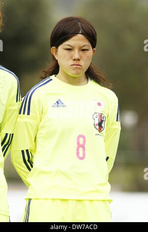 La Manga, Spanien. 1. März 2014. Hanae Shibata (JPN) Football / Soccer: "La Manga Cup Frauen unter 23 nationalen Team-Turnier" match zwischen u-23-Japan 0-1 u-23-USA im La Manga Club Professional Football Centre in La Manga, Spanien. © AFLO/Alamy Live-Nachrichten Stockfoto