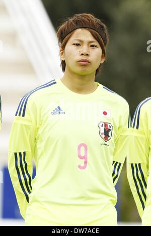 La Manga, Spanien. 1. März 2014. Mina Tanaka (JPN) Football / Soccer: "La Manga Cup Frauen unter 23 nationalen Team-Turnier" match zwischen u-23-Japan 0-1 u-23-USA im La Manga Club Professional Football Centre in La Manga, Spanien. © AFLO/Alamy Live-Nachrichten Stockfoto