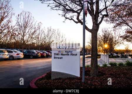 EBay Paypal Zeichen in San Jose Kalifornien Stockfoto