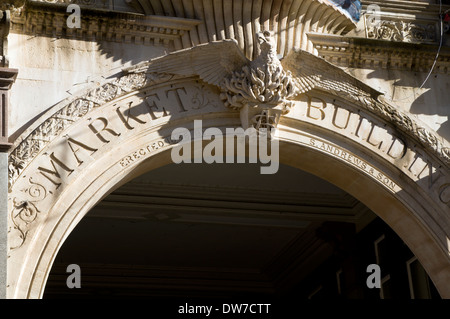 Eingang zur Markthalle, St Mary Street, Cardiff, Wales Cardiff. Stockfoto