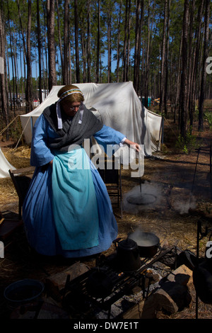 Reenactment im Olustee Schlachtfeld Historic State Park in der Nähe von Lake City, Florida, USA Stockfoto