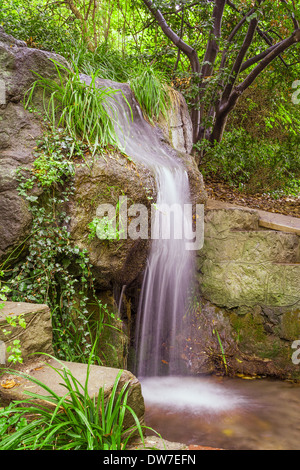 Kleiner Park Wasserfall unter Pflanzen, Hdr-Stil gedreht Stockfoto
