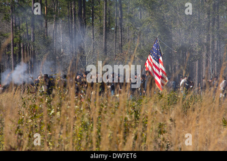 Reenactment der Schlacht von Olustee, Olustee Schlachtfeld Historic State Park in der Nähe von Lake City, Florida, USA Stockfoto