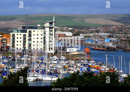 Newhaven Harbour und Fluss Ouse East Sussex UK Stockfoto