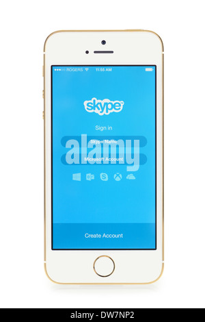 Skype iPhone 5 s, installiert Skype App läuft auf iPhone 5 S Stockfoto
