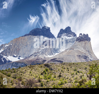 Die Hörner im Nationalpark Torres del Paine, Chile. Stockfoto