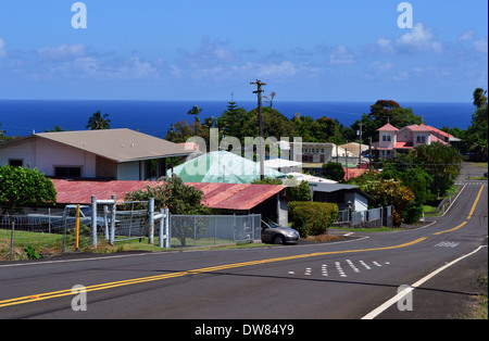 Straße in die kleine Stadt Honomu, Big Island, Hawaii, USA Stockfoto