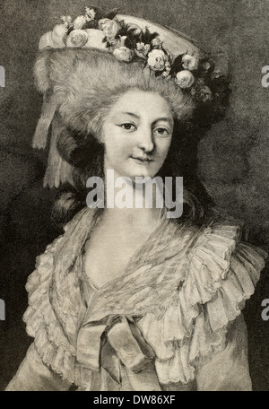 Prinzessin Marie Louise von Savoyen (1749-1792). Vertraute der Königin Marie Antoinette. Porträt. Gravur. Stockfoto