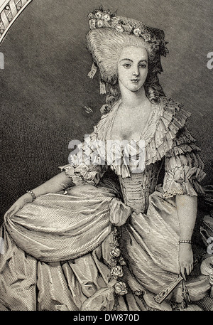 Prinzessin Marie Louise von Savoyen (1749-1792). Vertraute der Königin Marie Antoinette. Porträt. Gravur. Stockfoto