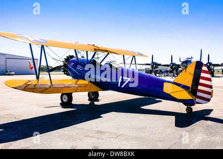 Boeing Stearman Modell 75 Doppeldecker Stockfoto