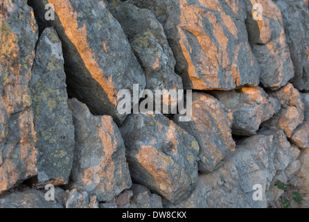 Stein Wand am Nachmittag Sonne. Mallorca, Balearen, Spanien. Stockfoto