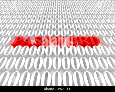 Hochauflösendes Bild Passwort. 3D gerenderte Darstellung. Symbol-Passwort. Stockfoto