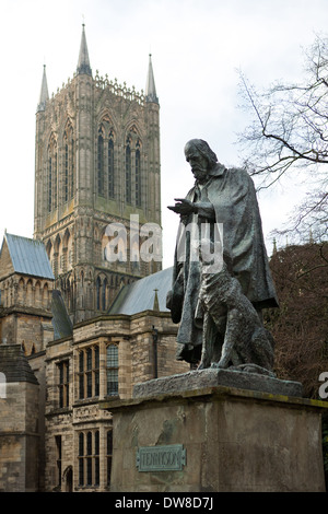 Tennyson Statue, Kathedrale von Lincoln, Lincolnshire Stockfoto