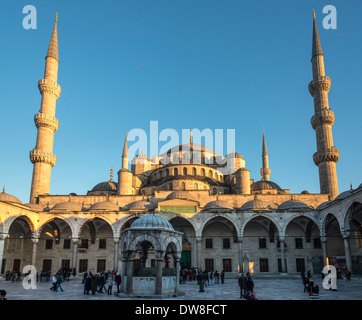 Innenhof des Sultan Ahmet oder blaue Moschee, Sultanahmet, Istanbul, Türkei Stockfoto