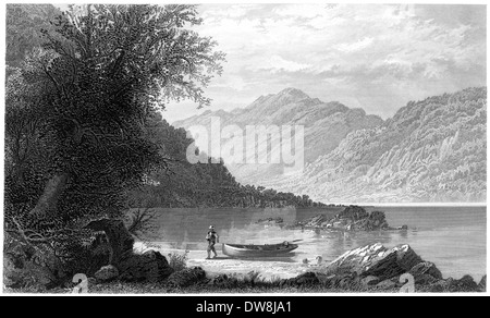 Eine Gravur mit dem Titel "The Susquehanna an Jäger-Lücke" in hoher Auflösung aus einem Buch gescannt veröffentlicht im Jahre 1874. Kostenlos copyright geglaubt. Stockfoto