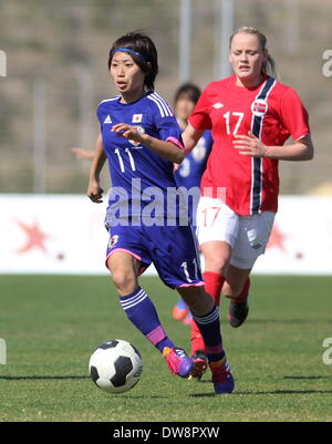 La Manga, Spanien. 3. März 2014.  Japan V Norwegen, Womens unter 23 Turnier, La Manga, Spanien Yoko Tanaka - Japan Foto von Tony Henshaw/Alamy Live News Stockfoto