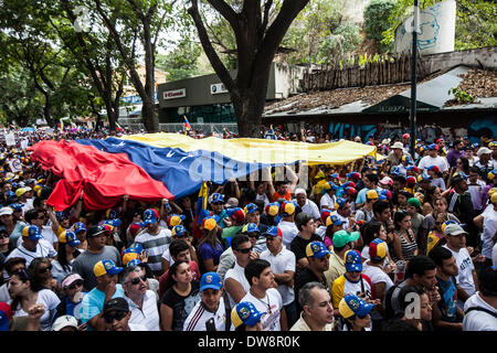 Caracas, Venezuela. 3. März 2014. Demonstranten teilnehmen an einen Protest gegen die Regierung in Caracas, Venezuela, am 3. März 2014. Bildnachweis: Boris Vergara/Xinhua/Alamy Live-Nachrichten Stockfoto