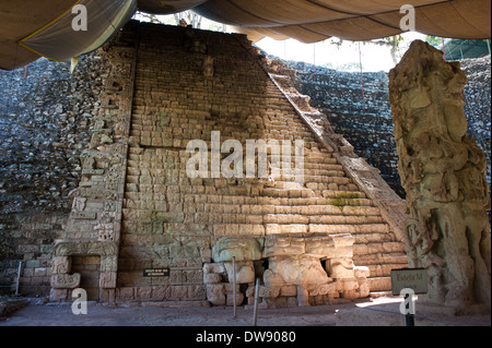Die hieroglyphische Treppe bei Ruinas de Copán in Honduras Stockfoto