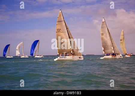 Erstklassige Boote und Segler sind jedes Jahr im Januar gezogen, um in die Acura Key West Regatta, Key West, Florida, USA konkurrieren Stockfoto