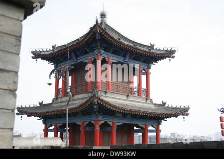 Innenstadt von Xi ' an, mit Blick auf die Stadtmauer Stockfoto