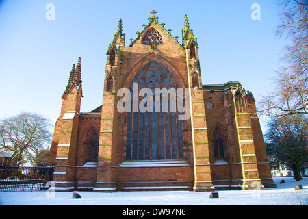 Carlisle Kathedrale im Schnee. Carlisle, Cumbria, England, Vereinigtes Königreich, Großbritannien Stockfoto