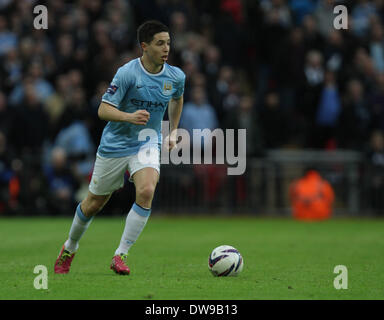 Wembley, London, UK. 2. März 2014. Capital One Cup-Finale - Manchester City gegen Sunderland.  Samir Nasri (MC) ** dieses Bild darf nur für redaktionelle Nutzung ** Credit: Paul Marriott/Alamy Live News Stockfoto