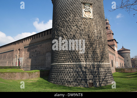 Castello Sforzesco, Castello Sforzesco, gebaut im 15. Jahrhundert von Francesco Sforza, Milano, Mailand, Italien Stockfoto