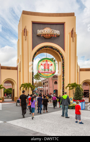 Macys Urlaub Parade anmelden Bogen am Themenpark Universal Studios in Orlando, Florida Stockfoto