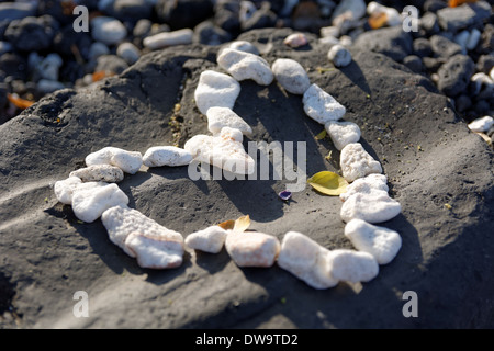 Hart aus Coral on Beach, Kealakekua Bay, Captain Cook, Kailu Kona, Big Island, Hawaii, USA. Stockfoto