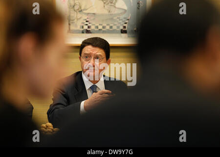 Berlin, Deutschland. Marz 04., 2014. Pressegespräch mit dem Generalsekretär der World Tourism Organization (UNWTO), Taleb D. Rifai, Fakten und Trends im internationalen Tourismus realisiert im Hotel Grand Hyatt in Berlin. / Foto: D. Taleb Rifai, Generalsekretär der World Tourism Organization (UNWTO). Stockfoto