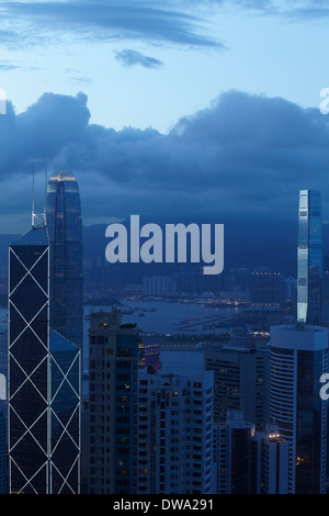 Luftaufnahme der Stadt Wolkenkratzer, Hong Kong, China Stockfoto