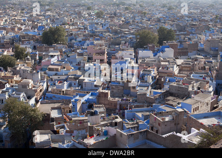 Luftaufnahme von die blaue Stadt Jodhpur, Rajasthan, Indien Stockfoto