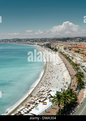 Erhöhten Blick auf die Promenade des Anglais, Nizza, Frankreich Stockfoto